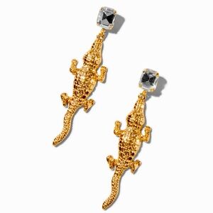 Gold-Tone Crocodile 3" Drop Earrings - NWT
